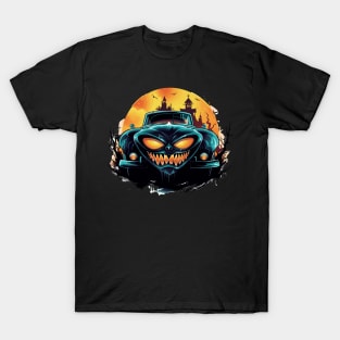 Possessed Classic Car in Halloween Landscape T-Shirt